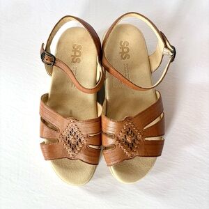 SAS Women’s Brown Leather Huarache Cutout Sandals